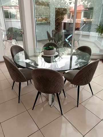 6 JYSK Quilted Grey Dining Chairs - Excellent Condition