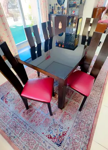 Black Glass, Dining Set - 6 Seater