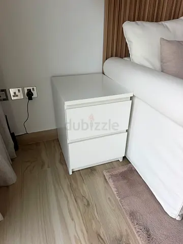 IKEA white 2-drawer bedside table - good condition