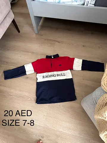 Raging Bull Kids Long Sleeve Rugby Shirt Size 7-8