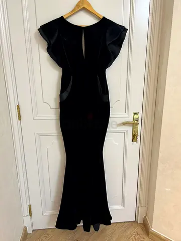 Luxury Black Velvet Mermaid Gown – Melike Couture – Size 38