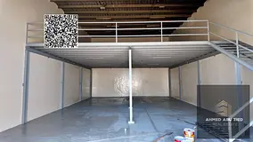 Warehouse for rent in Al Jurf Industrial 1, 3,150 sq ft, main road, mezzanine, 4 parking spaces. AED