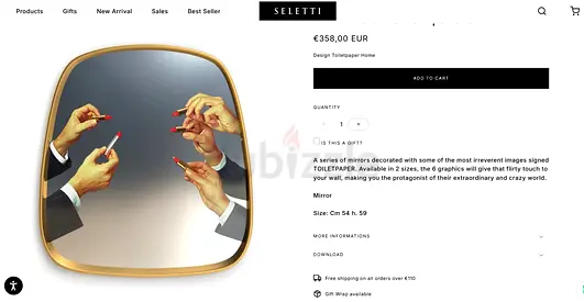 SELETTI - MIRROR GOLD FRAME 54X59 LIPSTICKS 17041