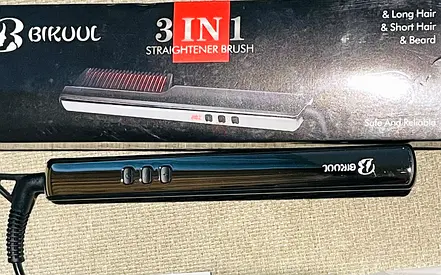 2-in-1 Hair & Beard Straightener Brush | Brand New | 30s Heat-Up