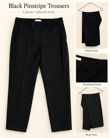 H&M Women’s Black Pinstripe Trousers – EU 46 🖤✨