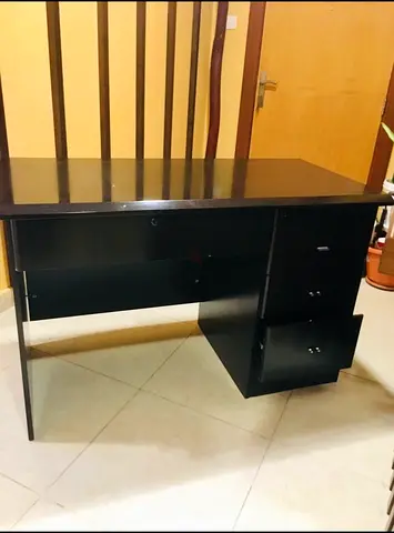 Dark Wood Office Desk with Drawers - Good Condition