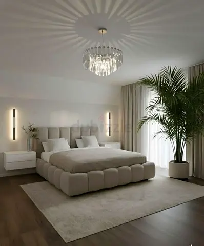 Modern customised bed with optional night stands and dresser