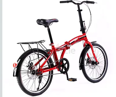 Red Folding Bicycle — Compact Commuter Bike, Good Condition
