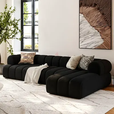 Brand new Modern Black Modular Curved Sofa - Low Profile, Good Condition
