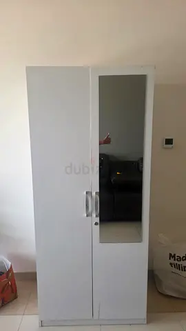 White 2 door wardrobe with mirror