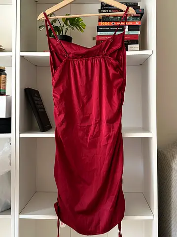 Wine Red Satin Slip Dress - Size M