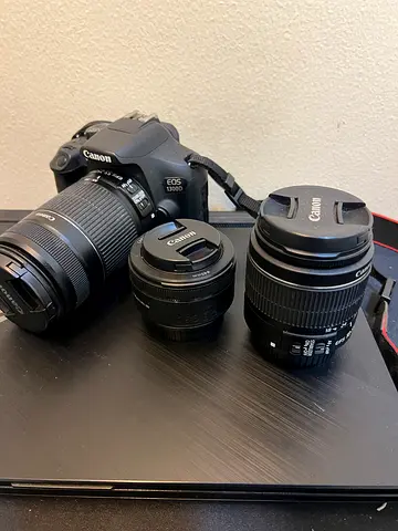 Canon 1300d with kit lens 18-55mm + 50mm lenses +55-250mm— Good Condition