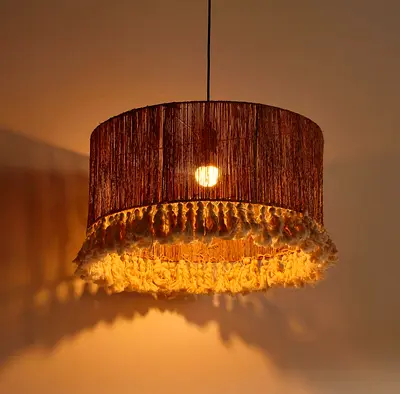 Handmade Boho Macramé Pendant Lamp - Warm Natural Light