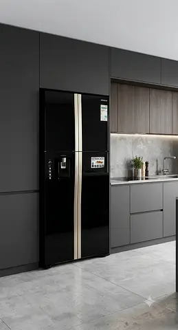 Hitachi 4-Door Side-by-Side Fridge Freezer | Water Dispenser & Ice Maker