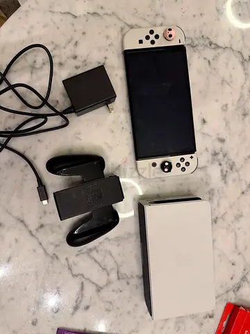 Nintendo Switch OLED Console with Dock, Charger and Grip - White Joy‑Con