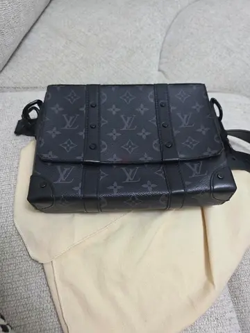 Authentic Louis Vuitton Monogram Eclipse Petite Malle Crossbody Bag - Dark Grey