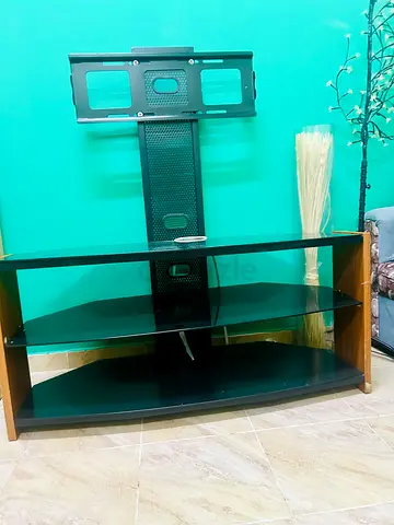 Wood & Glass TV Stand with Wall Mount Bracket