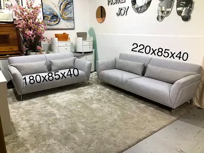 light grey 3+2seater fabric sofa with curved armrests