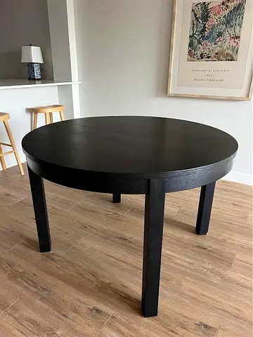 Solid Black Round Wooden Dining Table - Extendable upton 6 seater