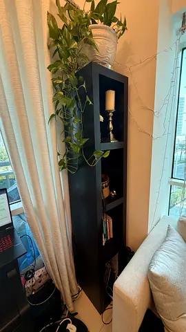 Tall narrow black shelving unit / bookcase - slim design The One Brand