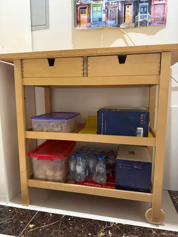 IKEA kitchen island/cart with drawers and shelves - light wood