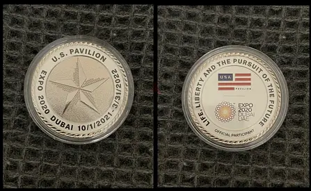 ( 4 pcs ) new : Expo 2020 Dubai U.S. Pavilion Commemorative Coin / Medal (Official Participant)