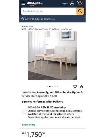 IKEA LISABO coffee table (118x50x50 cm)