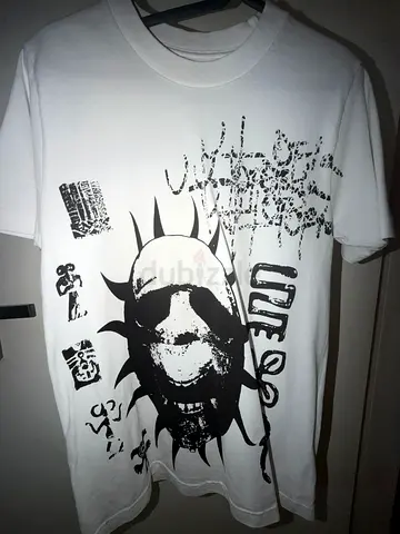 travis scott White graphic skull print T-shirt - men's casual tee