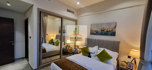 Furnished 1BR Apartment | Majestique Residence 1 | Balcony & Community View |