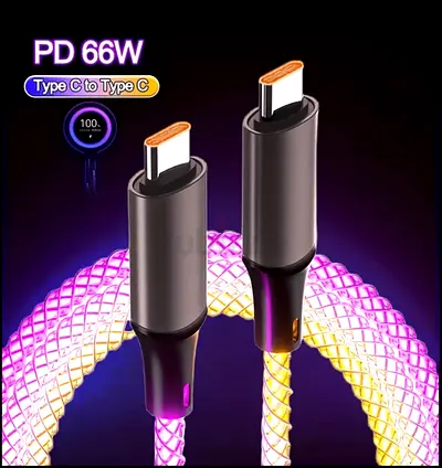 PD 66W RGB Type C to Type C LED Charging Cable