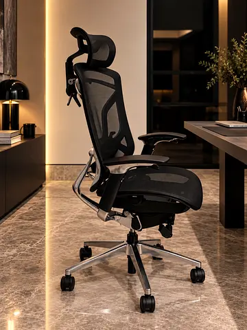 Ergonomic Mesh Office Chair with Headrest — Adjustable Lumbar Support