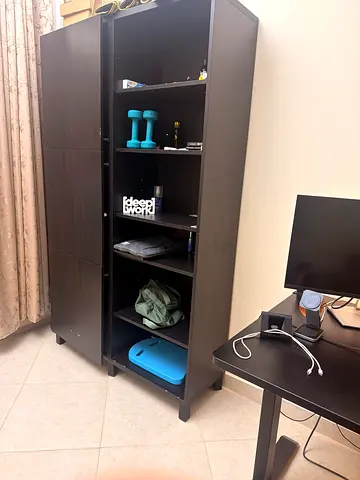 Dark Wood Tall Storage Cabinet - Good Condition