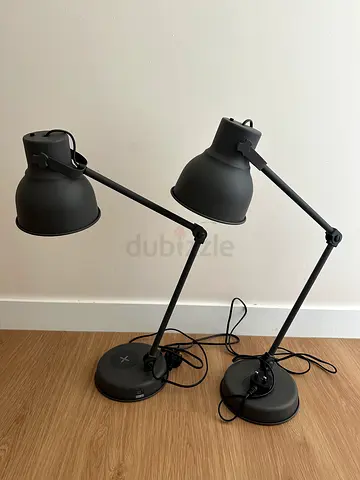Two IKEA Hektar table lamps