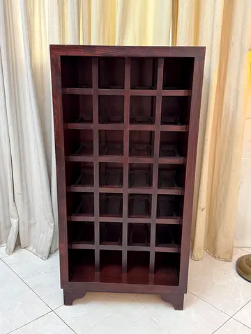 Solid Wood 25-Slot Wine / Bottle Rack Cabinet - Dark Brown