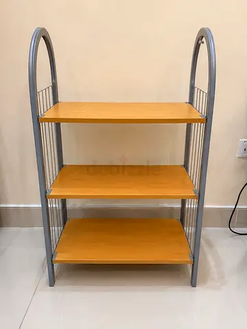 Compact 3-Tier Wooden Shelf with Metal Frame