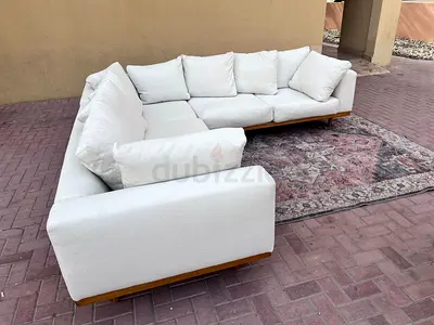 Feather 🪶 filled West Elm New Port Corner Sofa Beige