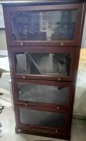 Wooden Stackable Glass-Front Bookcase / Cabinet
