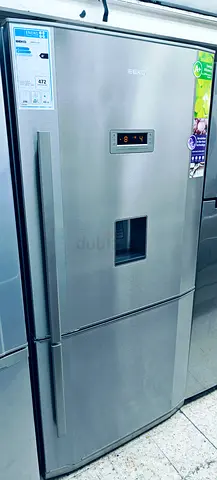 BEKO Stainless Steel Fridge Freezer with Water Dispenser - Good Condition
