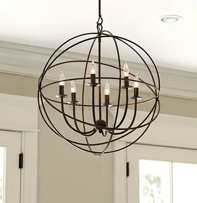 Industrial Orb Chandelier  Light Pendant - Bronze Finish