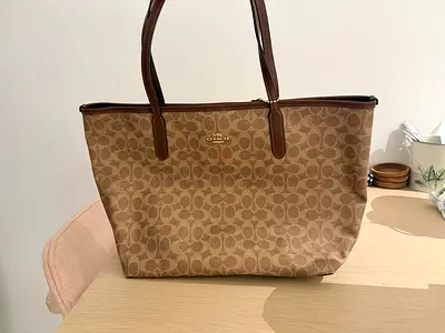 Coach Signature Canvas Tote Bag - Light Brown (NEVER USED)