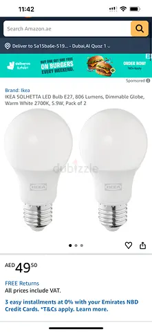 IKEA SOLHETTA LED Bulb E27 806 Lumens Warm White (Pack of 2)