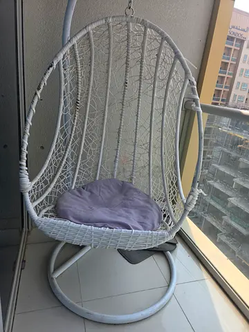 White Rattan Egg Swing Chair for Sale