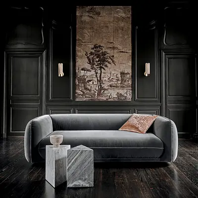 Modern Velvet 3-Seater Sofa in Charcoal Grey - Excellent Condition
