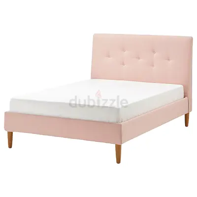 IDÄNAS Bed (pink) + Mattress 140*200