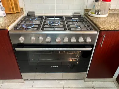 Bosch 90 X 60 cm 5 Gas Burners Gas Cooker, Stainless Steel - HGI12TQ50M , DELIVERY + WARRANTY