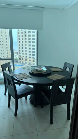 Solid wood round dining set for 4 - dark brown The One brand