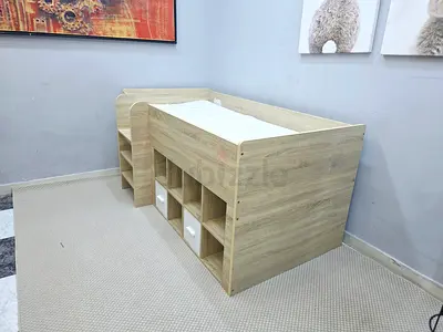Wooden Mid Sleeper Cabin Bed with Storage Drawers and Shelves