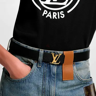 Louis Vuitton reversible leather belt with LV buckle (black/tan)