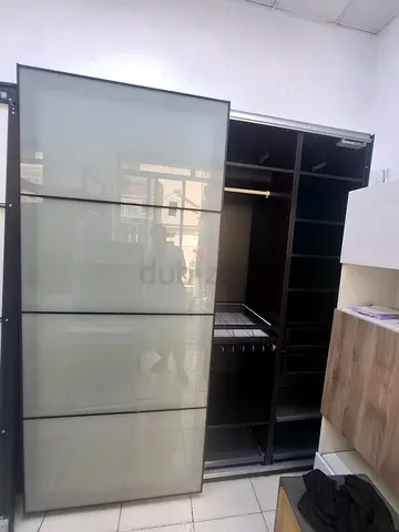 Large Sliding Door Wardrobe with Frosted Glass Panels - Good Condition
