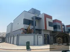 5 master rooms, lounge, majlis, wall cabinets, roof, awning, parking for two cars, electric car char